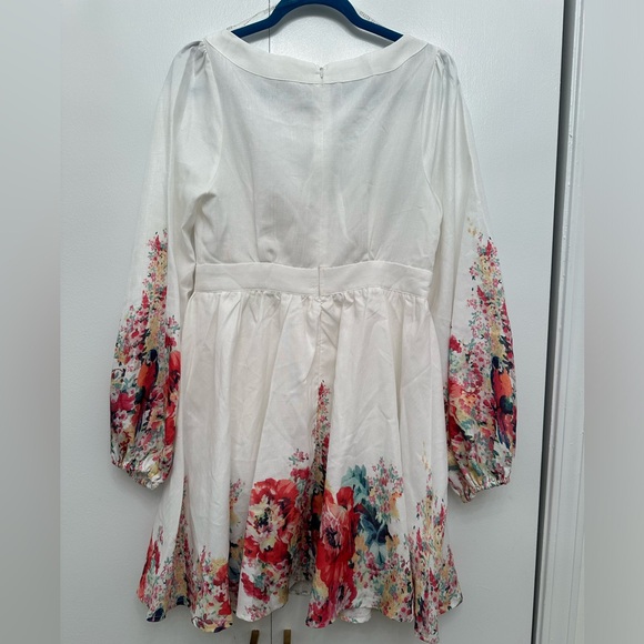 White Girly Dress with Floral Print - Picture 7 of 9